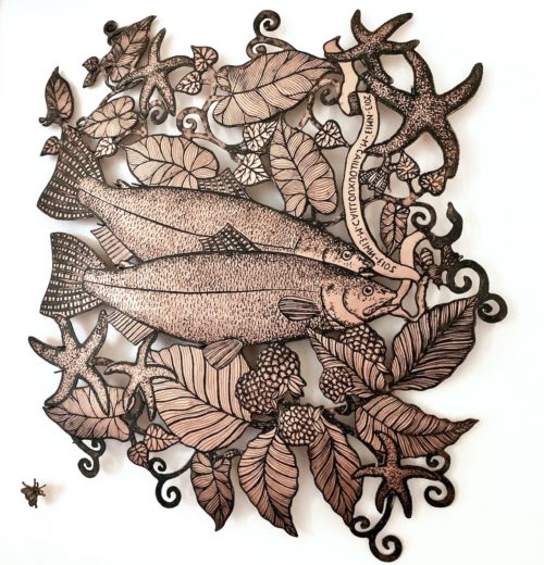 Cailloux Bijou mural Poisson à la framboise
