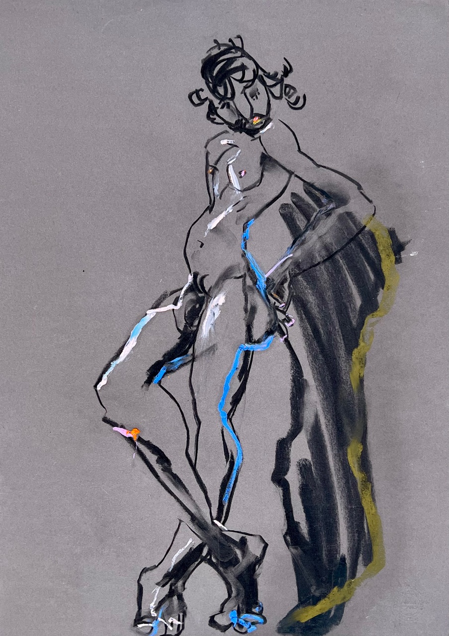 ME RÉCHAUFFER DANS TON OMBRE 26 Papier fusain pstel gras 70x50 cm 1600€ Arnaud-Franc-LE-CIRQUE-DES-ARBRES-2020